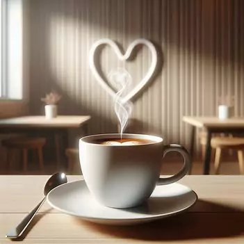 فنجان قهوه داغ حاوی کافئین
