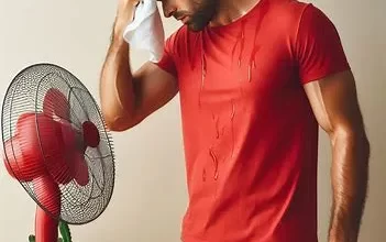 مرد جوان عرق کرده که نیاز به استفاده از ضد تعریق ها دارد