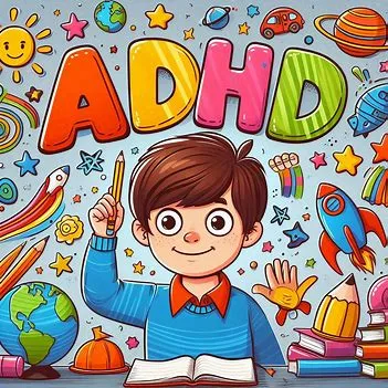 تصویر کودکی در حال اشاره به عبارت ADHD