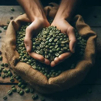 تصویر گونی حاوی دانه های قهوه سبز و نقش آن در کاهش وزن