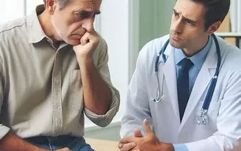 پزشک در حال ویزیت بیمار مبتلا به بیماری پروستات