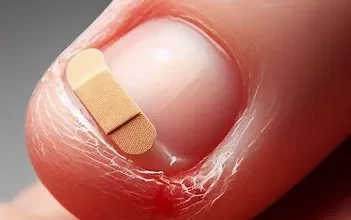 تصویر یک ناخن اسیب دیده نیازمند به تقویت ناخن