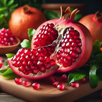 تصویر یک انار سرخ قاچ خورده