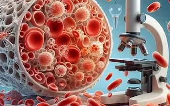 تصویر میکروسکوپ و تعدادی گلبول قرمز - کم خونی مگالوبلاستیک