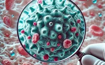 تصویر یک آکنه زیر ذره بین