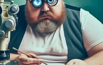 تصویر یک مرد چاق مبتلا به دژنراسیون ماکولا وابسته به سن