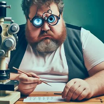 تصویر یک مرد چاق مبتلا به دژنراسیون ماکولا وابسته به سن