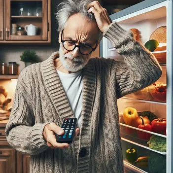 پیرمرد مبتلا به زوال عقل که نمی تواند با کنترل تلویزیون کار کند