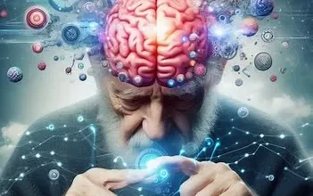 تصویر انتزاعی از پیری مغز یک مرد سالمند