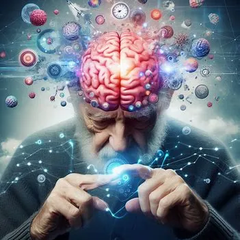تصویر انتزاعی از پیری مغز یک مرد سالمند
