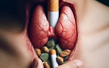 تصویر یک سیگار روی غده تیروئید- تأثیر سیگار بر بیماری گریوز