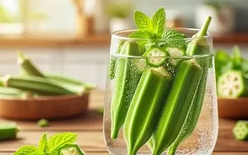تصویر لیوانی حاوی بامیه و آب