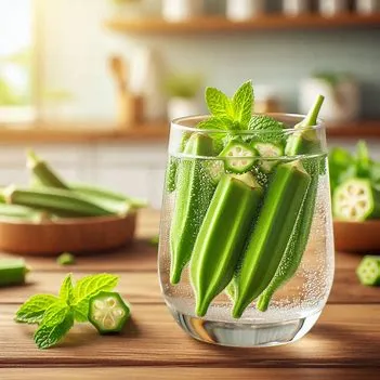 تصویر لیوانی حاوی بامیه و آب