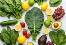 تصویر برخی میوه ها و سبزیجات مجاز در رژیم غذایی قلیایی