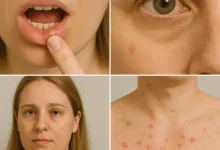 تصویر زخم های دهانی و ضایعات پوستی ناشی از بیماری بهجت
