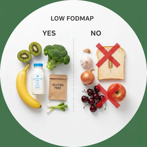 تصویر برخی از غذاهای مجاز و غیر مجاز در رژیم غذایی FODMAP