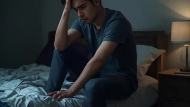 تصویر مرد جوان نگرانی که دچار اضطراب عملکرد جنسی است