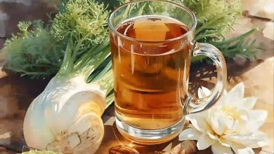 تصویر یک استکان چای رازیانه