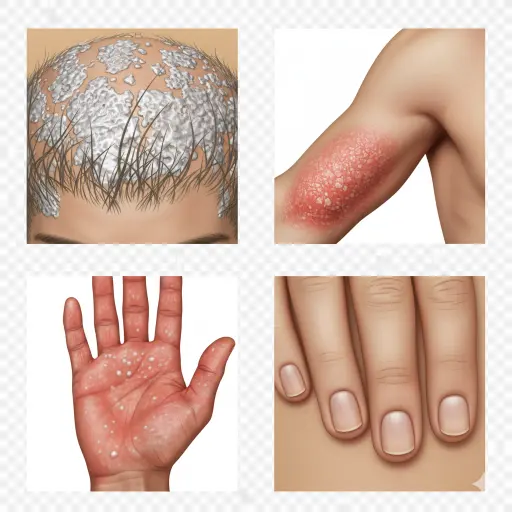 علائم ظاهری شایع برخی از انواع بیماری پسوریازیس