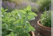 تصویر شاخه های نعناع در گلدان