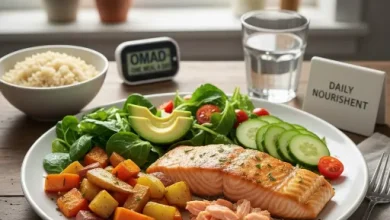 تصویر یک بشقاب غذا حاوی ترکیبی از غذاهای مناسب برای رژیم غذایی OMAD