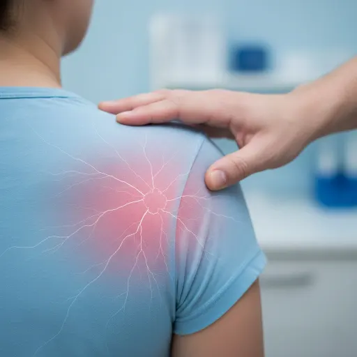 تصویر مردی که دچار شانه یخ زده شده است