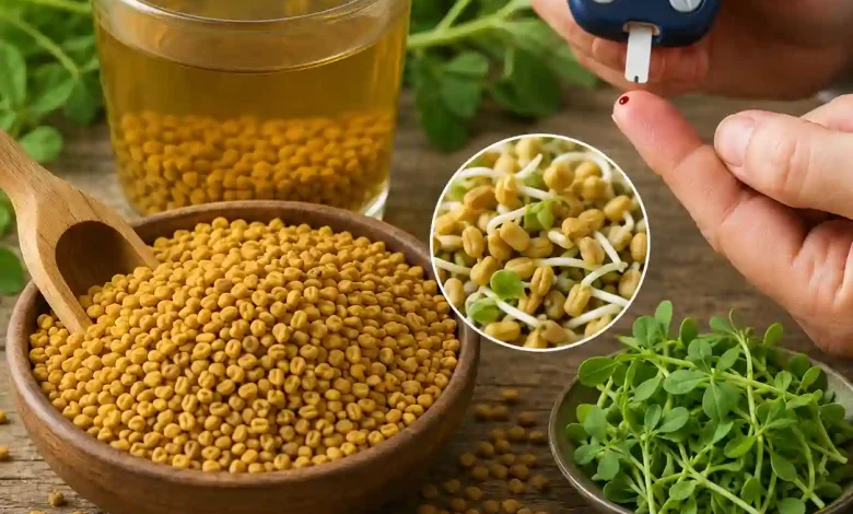 خواص ضد دیابتی شنبلیله: تصویر دانه های گیاه شنبلیله و دستگاه اندازه گیری قند خون